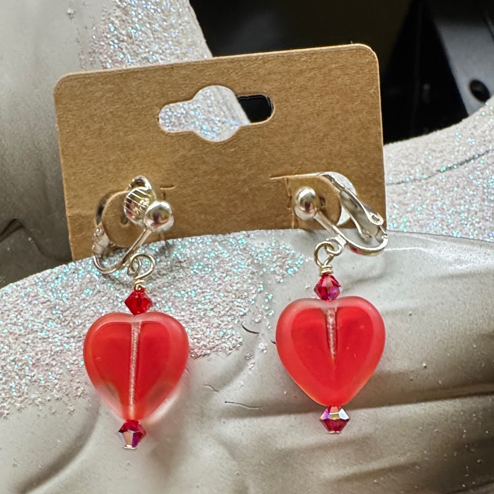 Valentine Day’s Red Heart Clip-On Earrings 2/$22